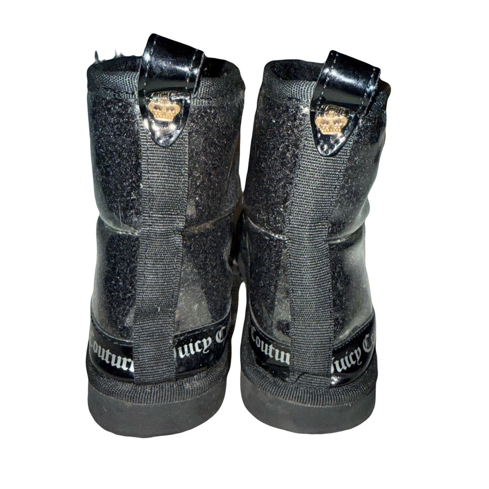Juicy Couture Klash Bootie in Black and Clear Size 7 **Small Crack in Left Boot - Picture 2 of 8
